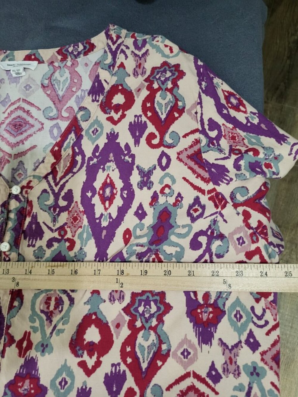 Beach Lunch Lounge dress XXL Batik Print Cotton Blend Tiered Babydoll Boho - Picture 6 of 9